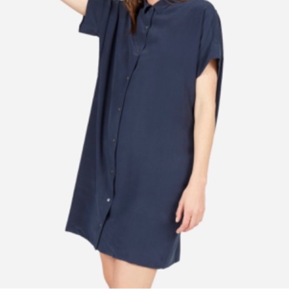 NWT Everlane The Silk Square Shirt Dress in black - Picture 1 of 7